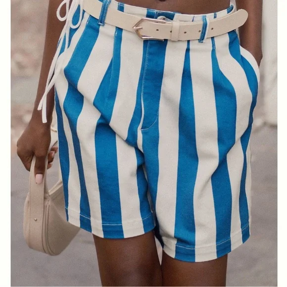 Maeve by Anthropologie Parasol Stripe Dad Shorts - Picture 9 of 9